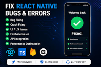 fix react native bugs, errors, crashes and firebase issues