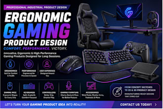 do 3d cad design for ergonomic gaming mice,  controllers,keyboards,chairs, ftrs
