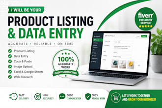 product listing and data entry for online stores