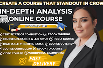 do custom online course design, kajabi course, thinkific course content creation