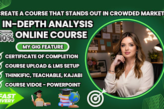 do custom online course design, thinkific course content creation, kajabi course