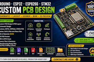 design arduino esp32 esp8266 stm32 custom pcb layout with schematic and gerber