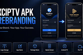 rebrand xciptv apk with your logo, package name, and custom branding