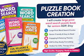 create large print word search puzzle book for seniors KDP