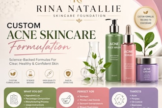 formulate custom acne skincare, face wash and toner skincare formulation