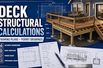 deck structural calculations, framing plans and permit drawings