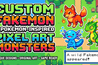 create custom fakemon and pokémon inspired monster pixel art