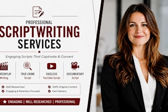 write screenplay, true crime script, faceless youtube script, documentary script