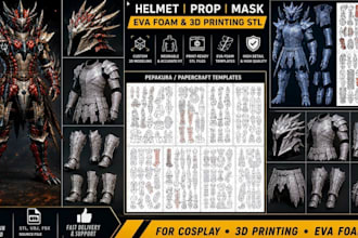 build 3d wearable armor 3d helmet 3d prop eva foam mask helmet for printing stl