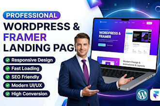 design a professional landing page using wordpress and framer