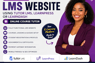 design lms website using tutor lms, learnpress or learndash online course tutor