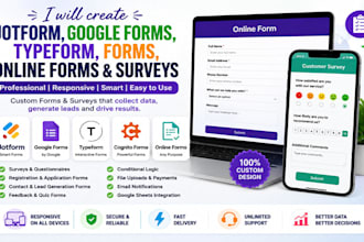create jotform, google forms, typeform online forms and surveys