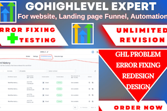 ghl landing page website setup, fix ghl workflow automation meta pixel ai agent