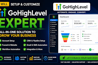 setup gohighlevel CRM, workflows, funnels, calendar and automation