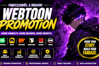 do organic webtoon, webcomic, manga, tapas and wattpad promotion