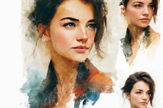 watercolor portrait painting, photo to watercolor portrait