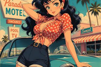draw any anime pin up chracter for you