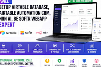 setup airtable database, airtable automation crm, n8n ai, be softr webapp expert