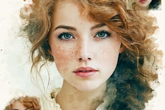 watercolor portrait painting, photo to watercolor portrait