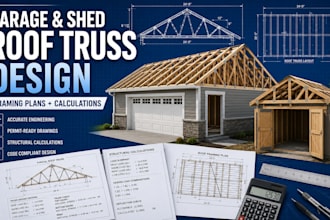 garage and shed roof truss design, framing plans and calculations
