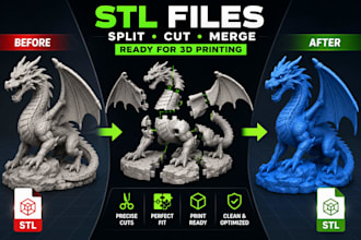 split, merge and optimize stl files for 3d printing