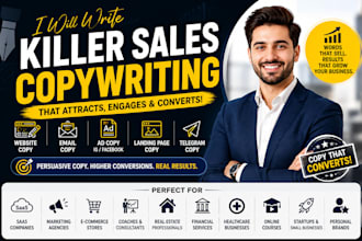 write killer sales copywrite for web pages, email ig telegram ads n landing page