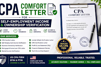 write CPA comfort letter for self employment income and ownership verification
