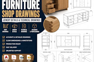 create professional furniture shop drawings, joinery details, and technical draw