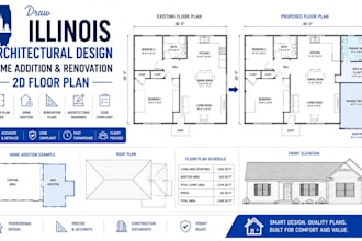 draw illinois architectural design home addition and renovation 2d floor plan