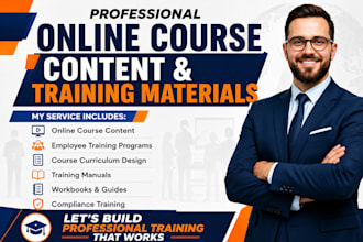 create online course content, employee training, workbook and training manual