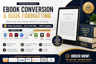 do ebook conversion from pdf, word to epub, kindle formatting, file convert