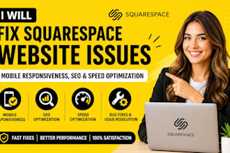 fix squarespace website issues, mobile responsiveness,SEO and speed optimization