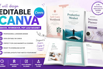 design editable canva ebook, workbook, pdf lead magnet, canva ebook ,workbook