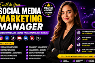 be your social media marketing manager content creator brand strategist growth
