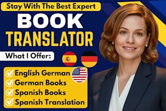 translate and proofread german fiction novel, children book to german, spanish