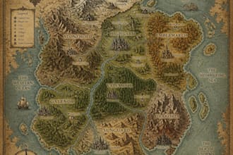 draw high quality professional fantasy map for dnd campaign
