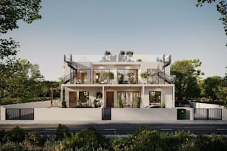 house floor plan to 3d revit model, apartment  exterior HQ rendering,curb appeal