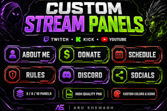 design custom twitch and kick panels for your stream channel
