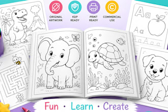 do children activity book kids coloring book page coloring book cover for KDP