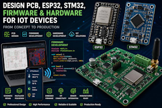 design pcb design, esp32, smt32, firmware and hardware for iot device