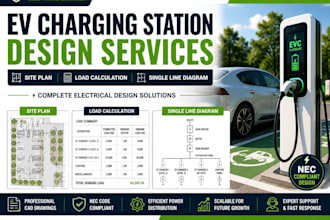 design ev charging station site plan, load calculation, single line diagram