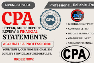 provide, licensed CPA audit, financial statements CPA letter and comfort letter