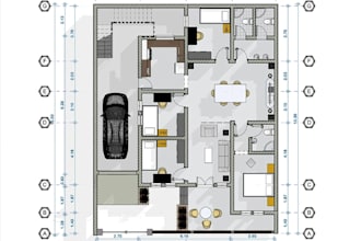 convert draft into colored floor plan, furniture layout design,2d space planning