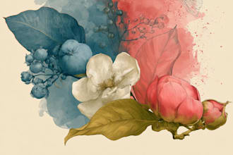 watercolor botanical illustrations of flowers and plants