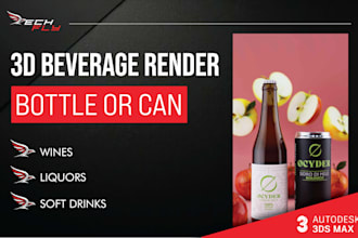 create a 3d render of your beverage bottle or can