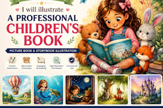 illustrate a professional childrens book, picture book, storybook illustration