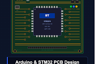 create arduino, stm32 pcb with schematic, layout, and gerber files
