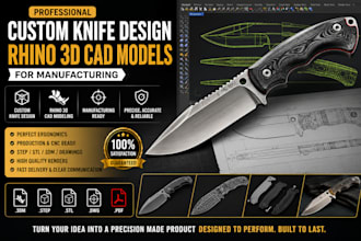 manufacturing ready custom knife design and rhino 3d cad files