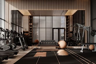 do 3d yoga design, 3d yoga studio, pilates studio, fitness center, 3d gym design