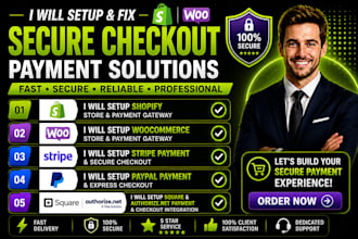 setup shopify, woocommerce stripe payment paypal square authorize net checkout